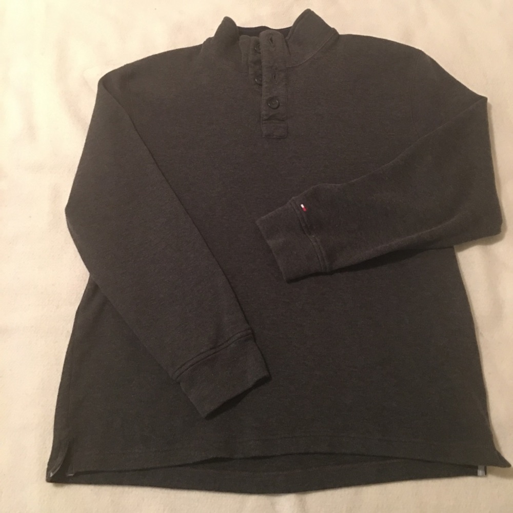Sweater, Stand-Up Collar, Gray, Long Sleeves